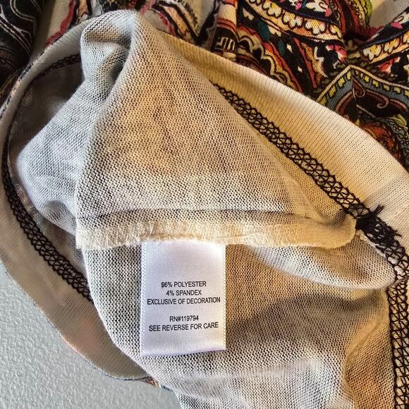 Unity World Wear Blouse Women's L Paisley Multi-Color Third Quarter Sleeve - Picture 4 of 16